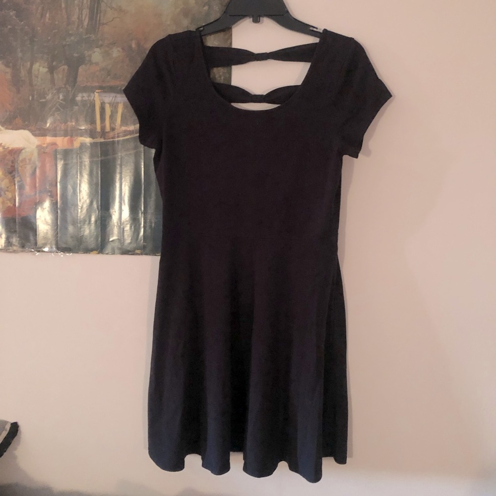 🦇Nanette Lepore Black Skater Dress w Bows Trim L